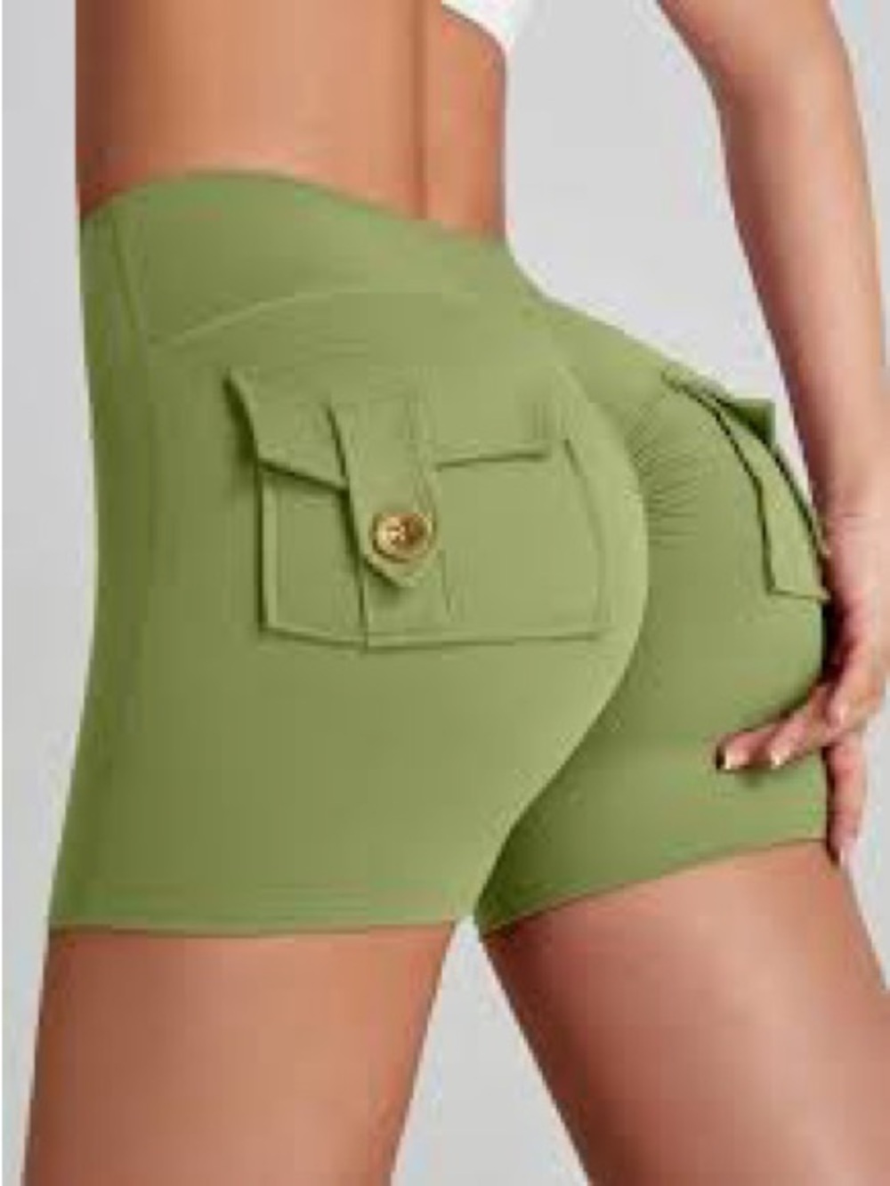 Allure High-Waist Athletic Shorts — Sage Green 985